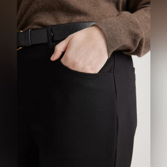 Quince Ponte Straight Leg 4 Pocket Dress Pants Black Size Small NWT 28” Inseam - Picture 4 of 9